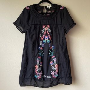 Umgee Black Floral shift summer dress S